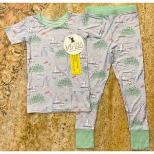 NIB/NWT Kiki + Lulu Bamboo Dreams For Sail Cabana Short Sleeve/Pants PJ Set 2T